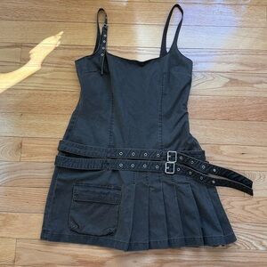 ZARA WAXED BOX PLEAT DRESS Brown SIZE Large